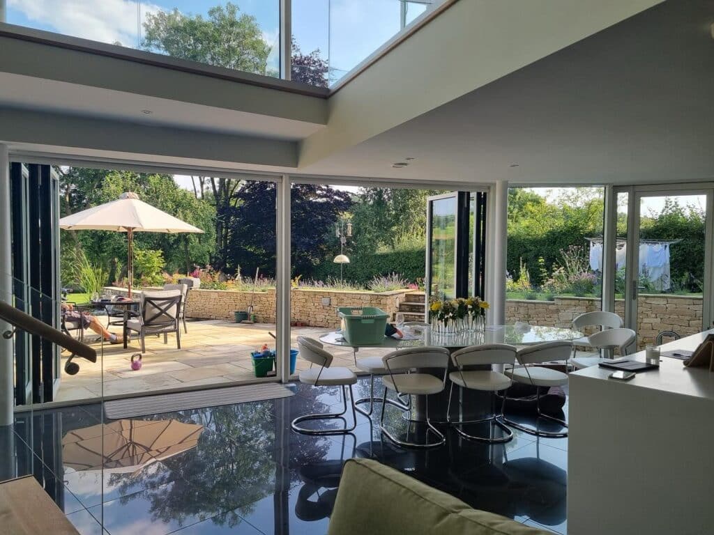 Recently, we had the pleasure of servicing six 3-panel bi-fold doors at a beautiful property in Shepton Mallet, ensuring they continue to provide the stunning views and seamless indoor-outdoor living they’re designed for.