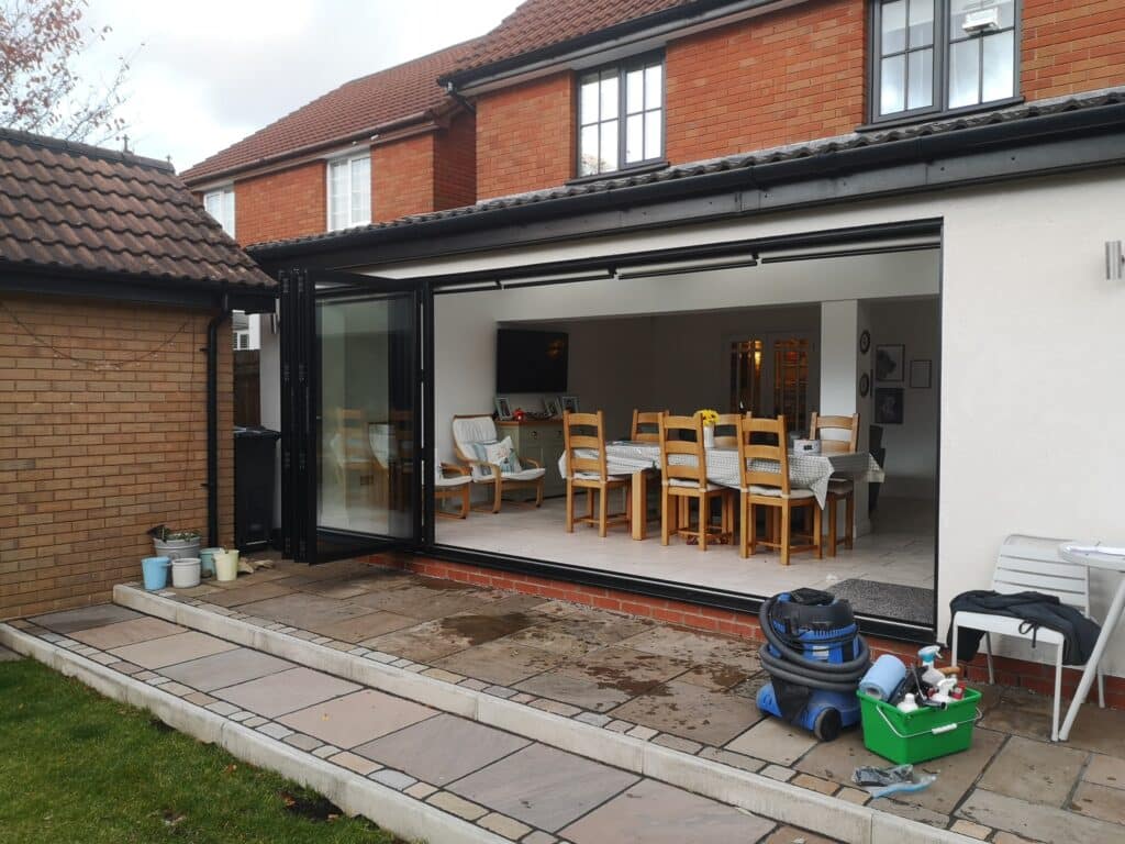 In a recent project, we took on a bi-fold door and fixed frame that needed a combination of expert adjustments, repainting, and structural improvements.